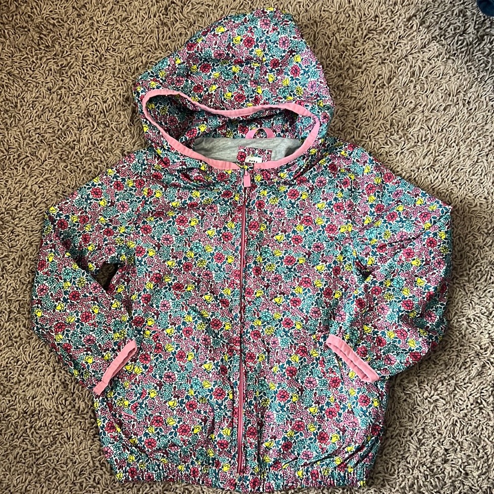 Baby Gap girls size 4T flower hooded windbreaker light jacket
